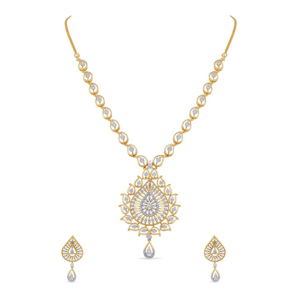 Modern 18 Karat Gold Diamond Necklace Set
