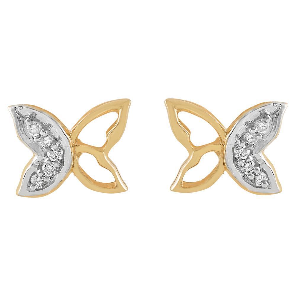 Open Butterfly Yellow Gold Stud Earrings