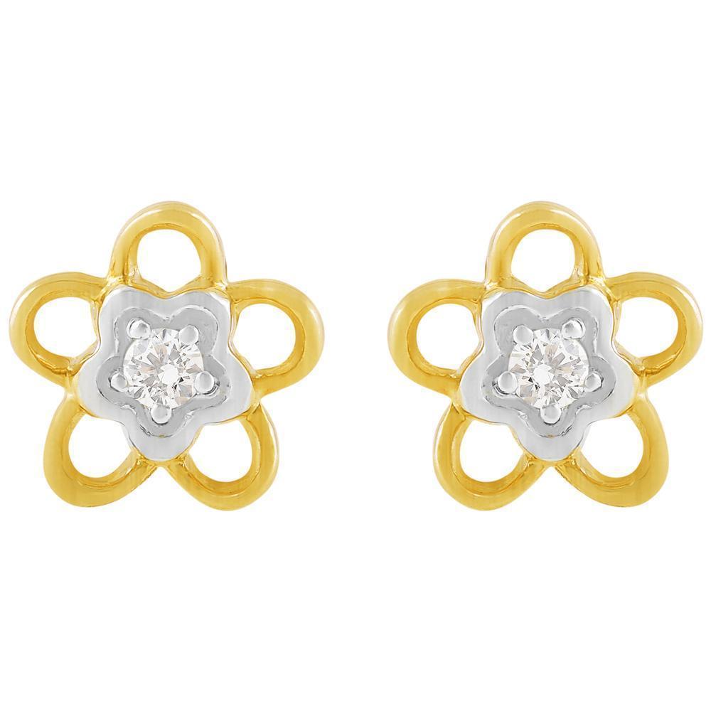 Open Flower Two-Tone Stud Earrings