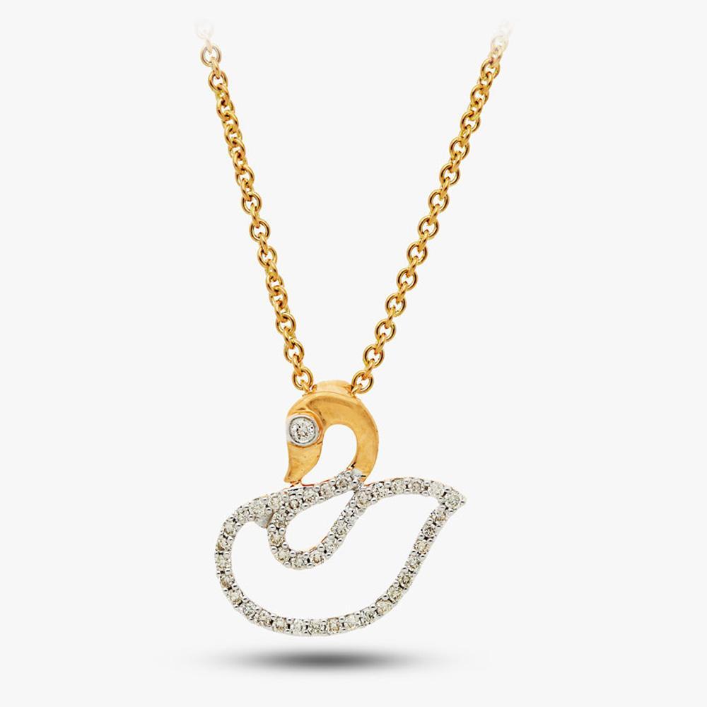 Whimsical 14 Karat Gold Diamond Duck Pendant
