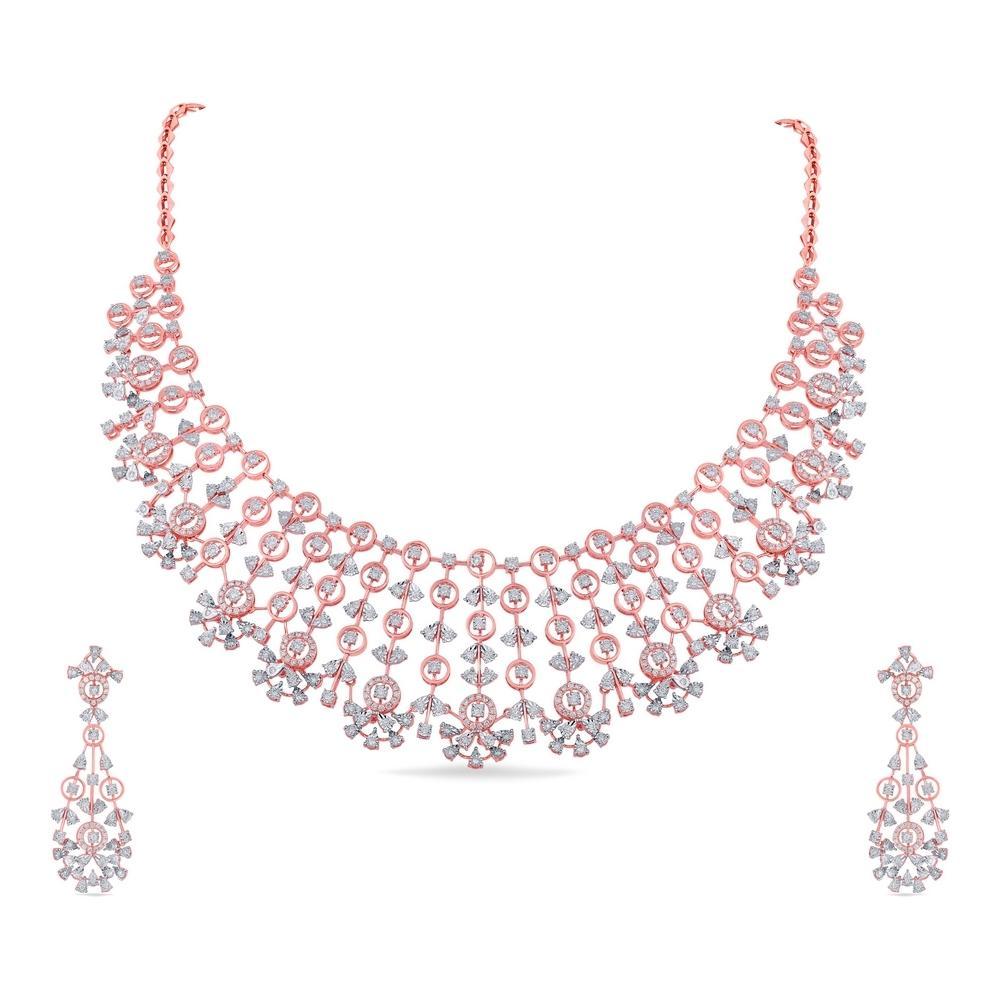 Premium 18 Karat Gold Diamond Necklace Set