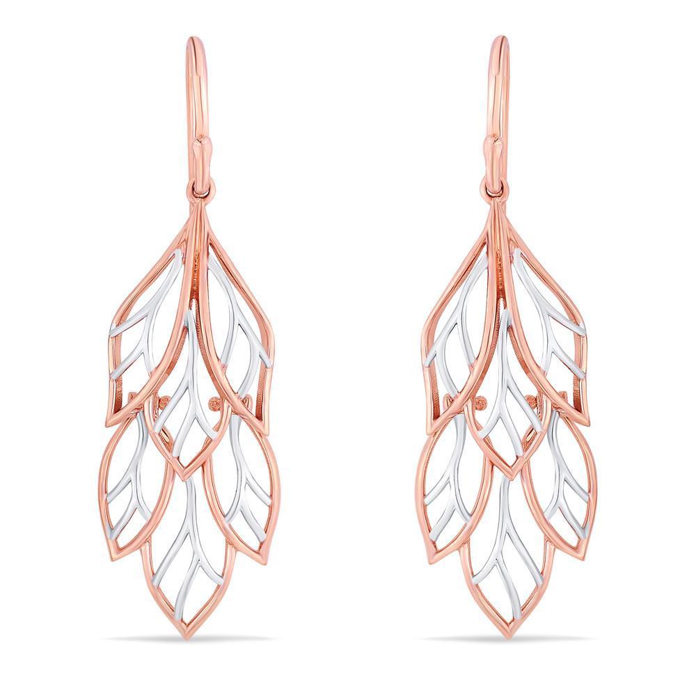 Two-Tone Leaf Cascade Drop Earrings