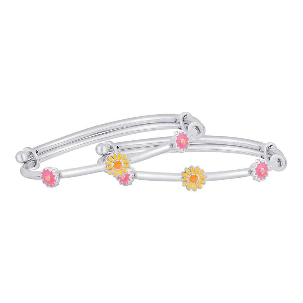 Flower Power Baby Silver Bangle