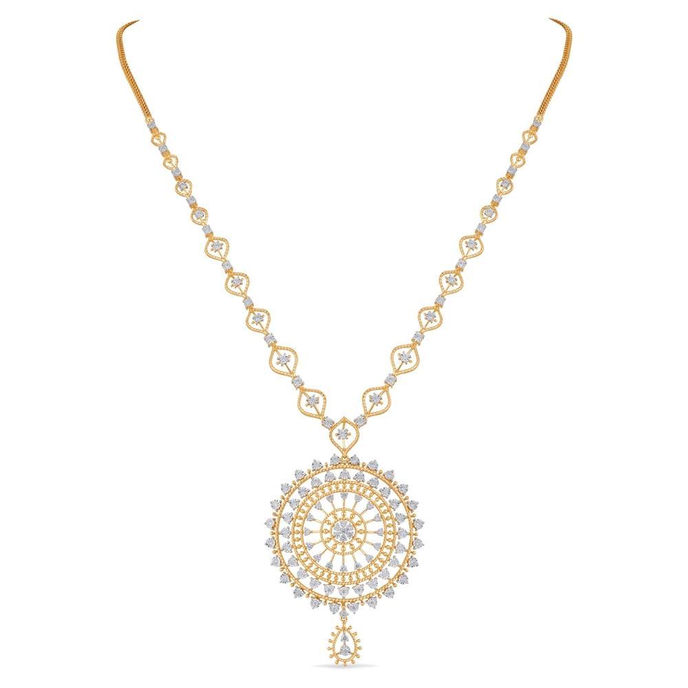 Stylish 18 Karat Gold Diamond Necklace Set