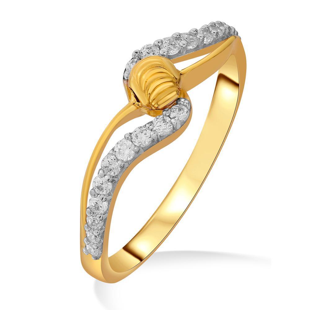 Stone Twist Yellow Gold Ring