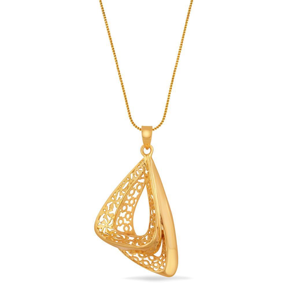 Layered Triangle Yellow Gold Pendant