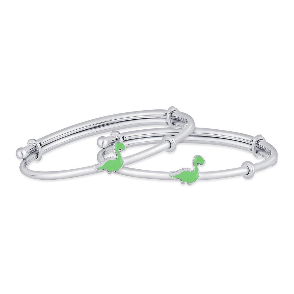 Dino-mite Baby Silver Bangle Set