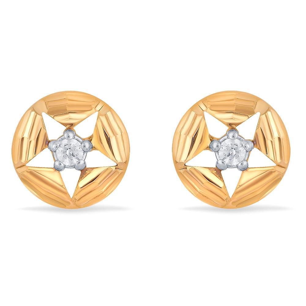 Star Medallion Two-Tone Gold Stud Earrings
