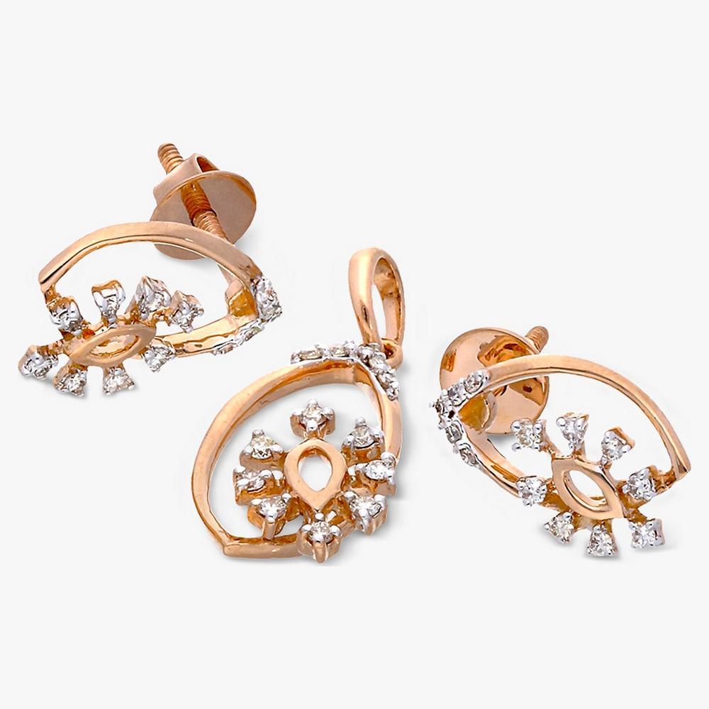 Floral Two-Tone 14 Karat Gold Jewelry Set