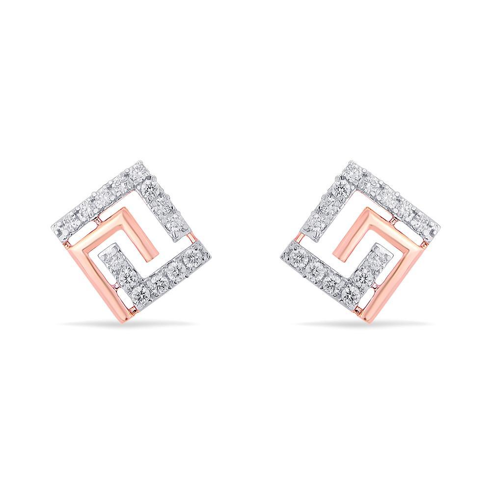 Geometric maze Gold & Diamond Earrings