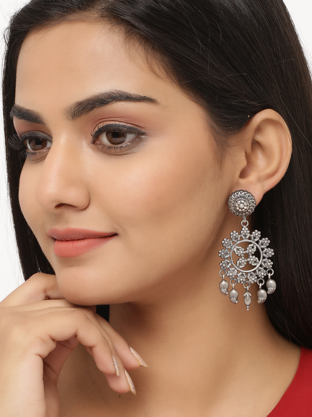 Black Oxidised Chandbali Earrings