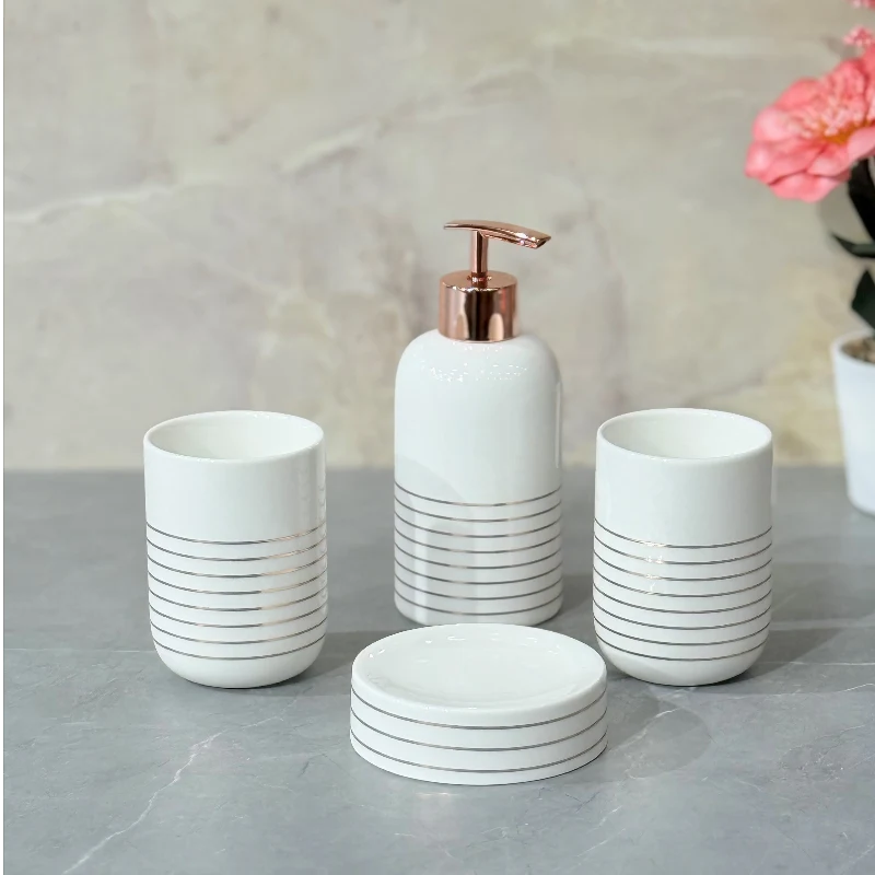 Ensemble d'Accessoires de Salle de Bain 4 Pièces en Céramique