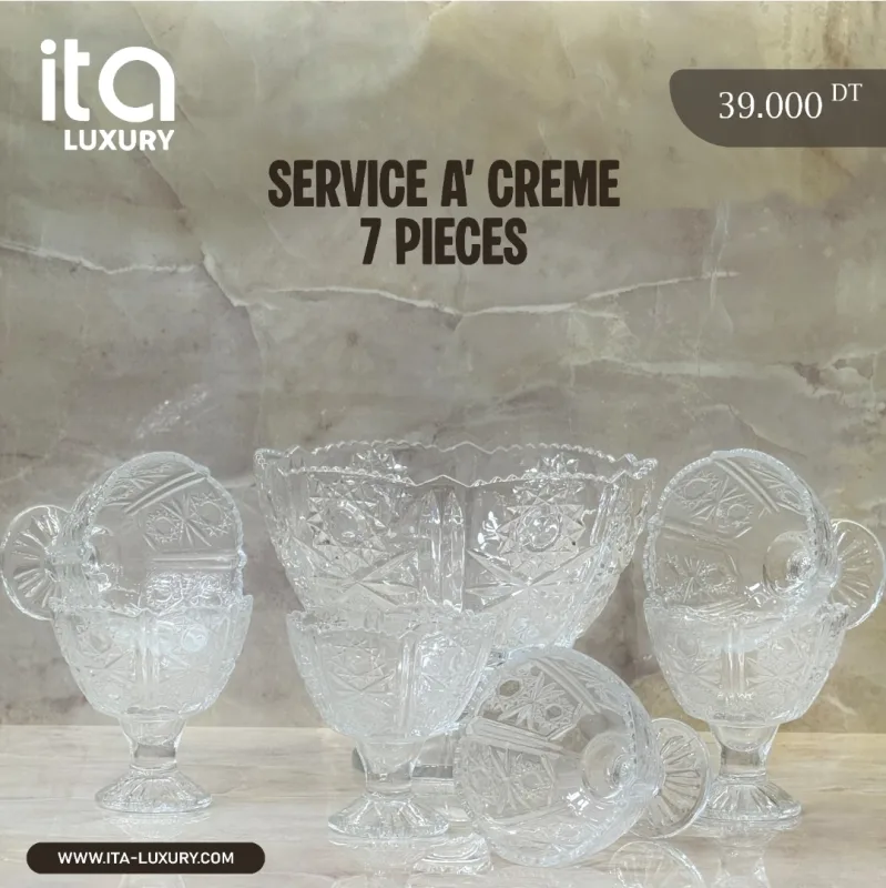 Service à Crème 7Pièces en Verre - N1