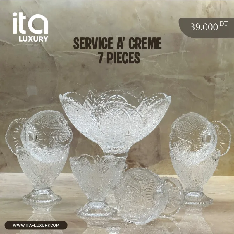 Service à Crème 7Pièces en Verre -N3