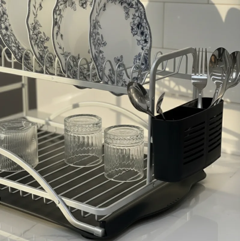 Egouttoir à Vaisselle en Aluminium Double Niveau - vue alternative