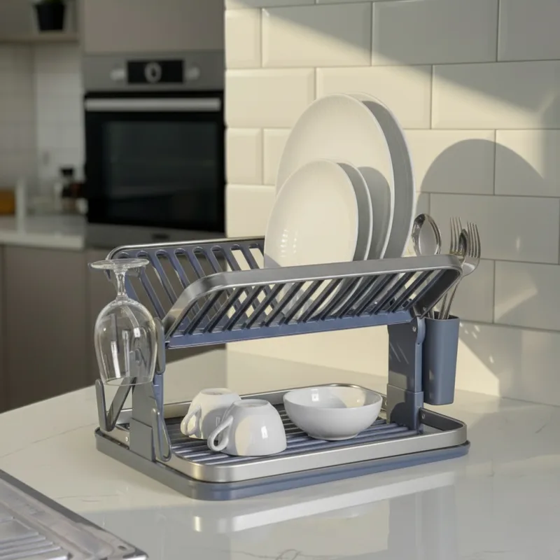 Egouttoir à Vaisselle 2 Niveau Gris