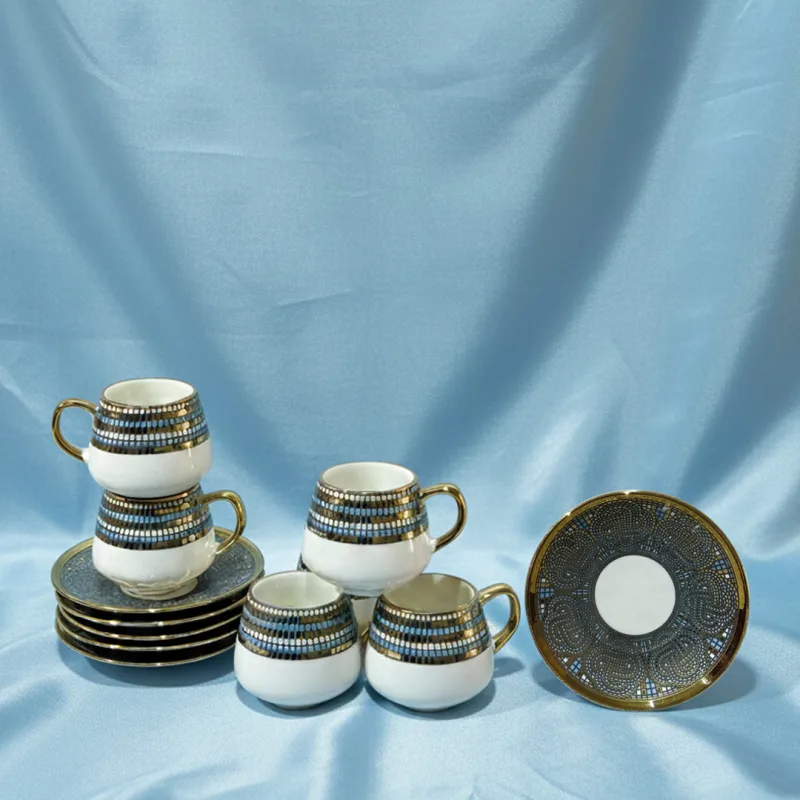 Service à Café Noir en Porcelaine 12 Pièces