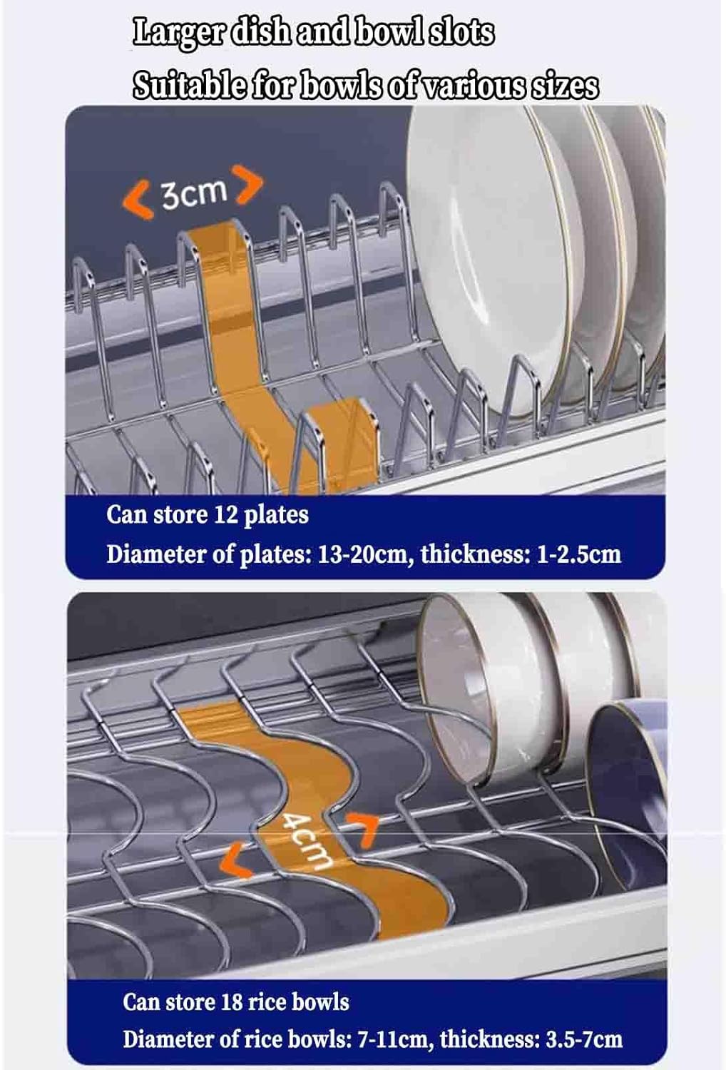 Egouttoir à Vaisselle 2 Niveaux en Acier Inoxydable  27 cm x 33.5 cm | Hauteur 34 cm - vue alternative