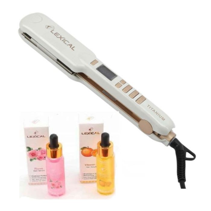 Lisseur de cheveux affichage Lcd Lexical LHS-5380 - Blanc