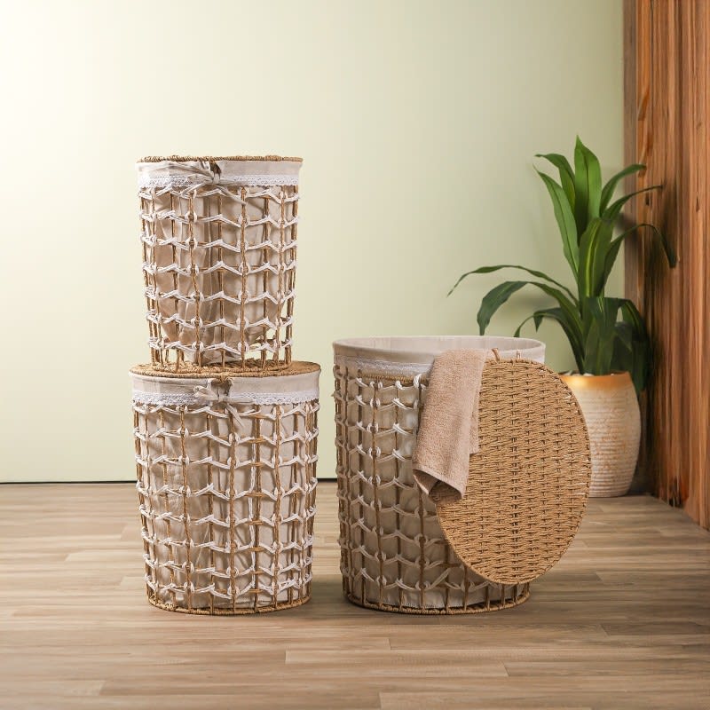 Set de 3 Paniers de Rangement en Rotin