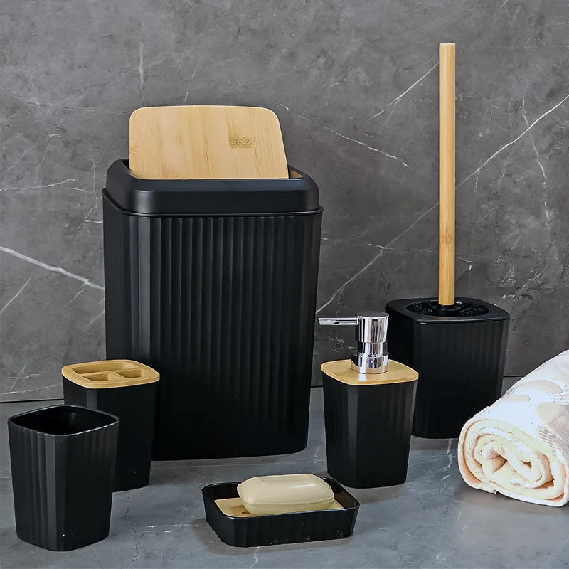 Serie salle de bain 6 Pièces en plastique - Noir