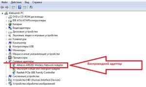 Беспроводной адаптер в диспетчере устройств в OS Windows 8