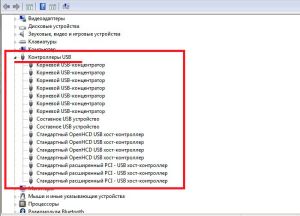 Проверка контроллеров USB в диспетчере устройств