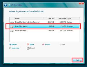 Выбор раздела для установки Выбор раздела для установки