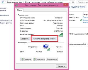 Свойства беспроводной сети