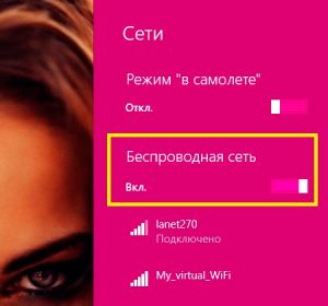Беcпроводная сеть включена