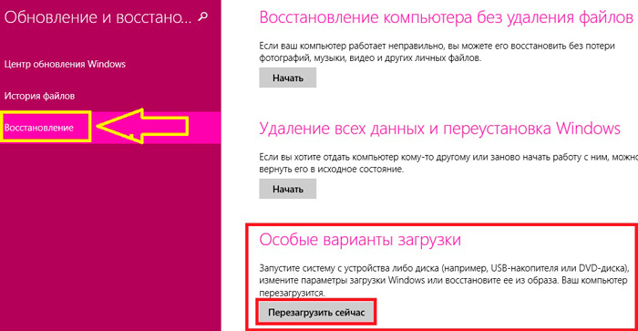 Отключение восстановления системы windows 8