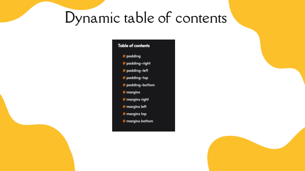 dynamic table of contents