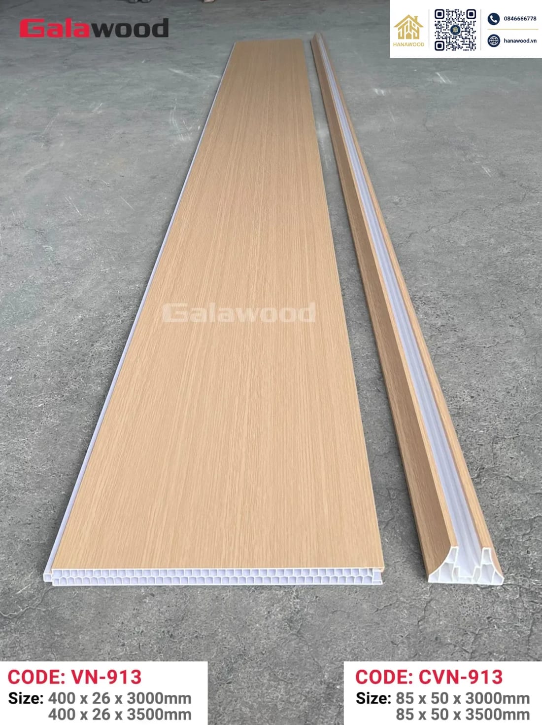 Hình ảnh Bộ Vách Ngăn Nhựa PVC Giả Gỗ Galawood VN913 - Hanawood TP.HCM