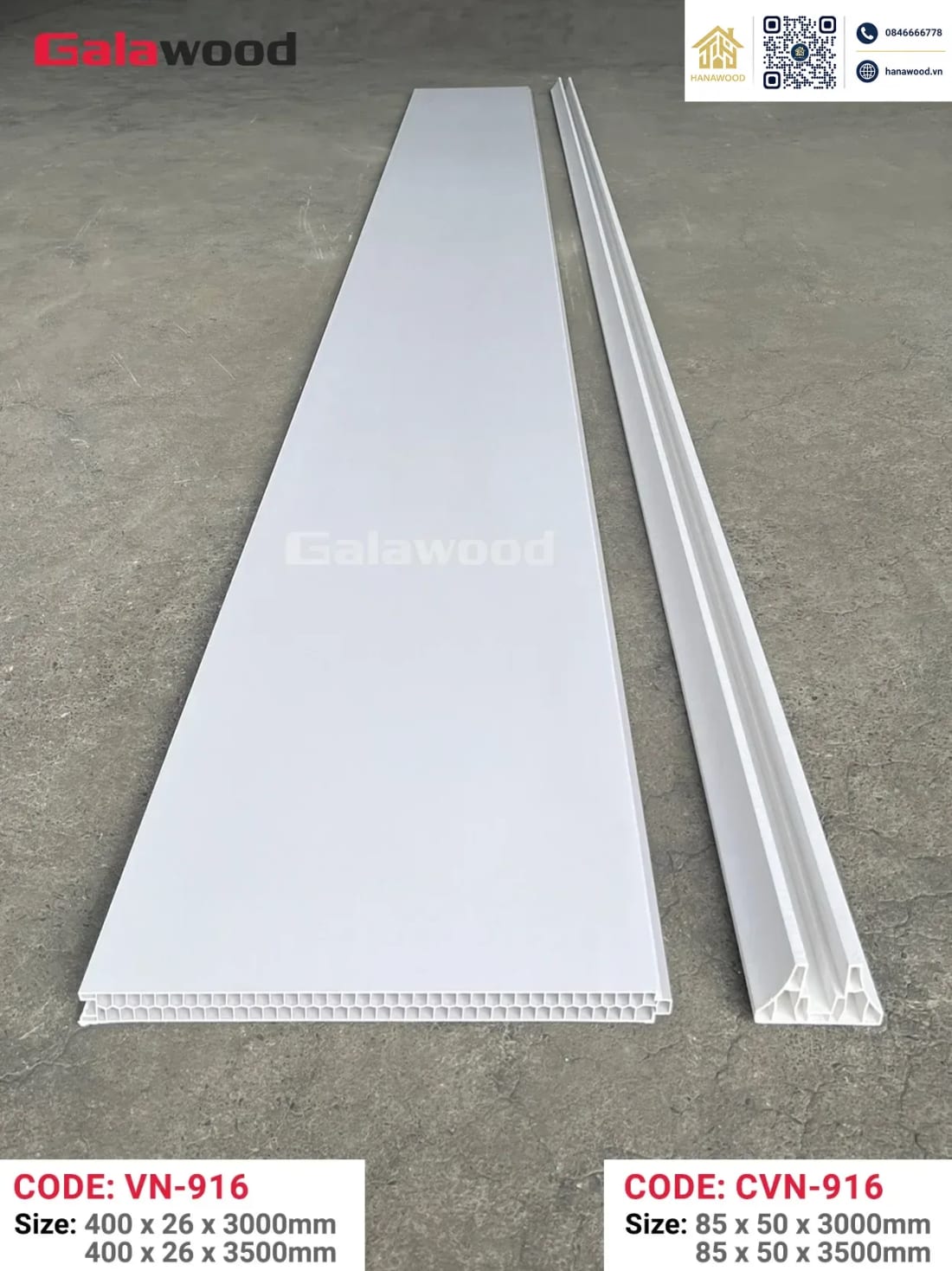 Hình ảnh Bộ Vách Ngăn Phòng 2 Mặt PVC Trắng Trơn Galawood VN916 - Hanawood TP.HCM