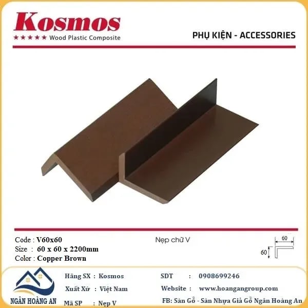 Nẹp Góc V Gỗ Nhựa Ngoài Trời Kosmos 60x60x2200mm Copper Brown – Kosmos&nbsp; Việt Nam