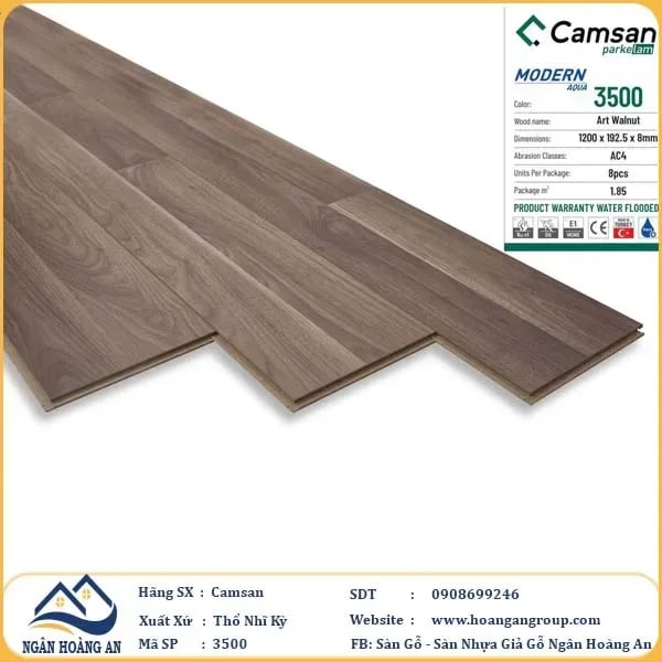 Sàn Gỗ Công Nghiệp Camsan Hèm V 3500 8mm – Camsan