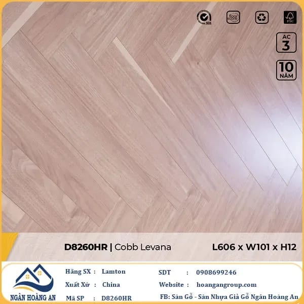 Sàn Gỗ Công Nghiệp Lamton Xương Cá D8260HR 12mm – Lamton