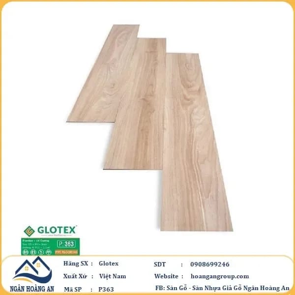Sàn Nhựa Giả Gỗ Dán Keo Glotex P363 – Glotex