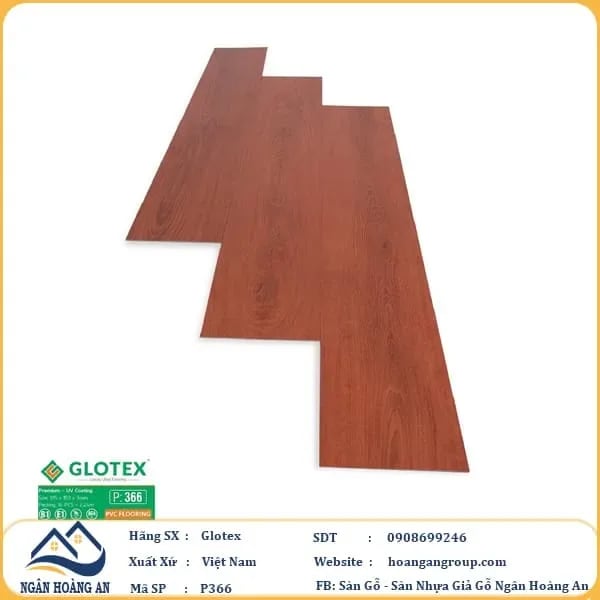 Sàn Nhựa Giả Gỗ Dán Keo Glotex P366 – Glotex