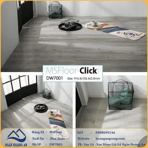 Sàn Nhựa Giả Gỗ Dán Keo MsFloor DW7001 – MsFloor