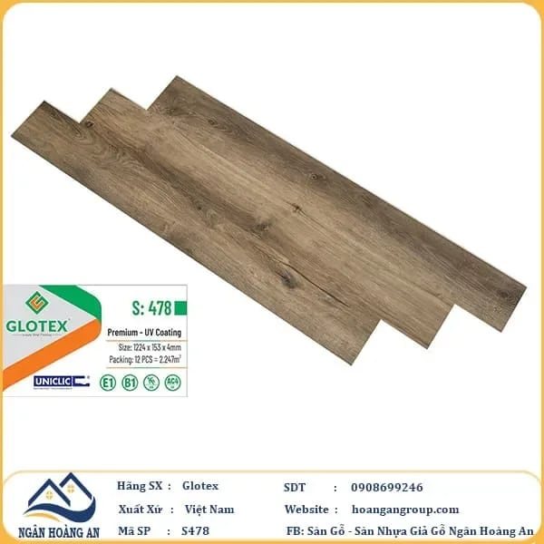 Sàn Nhựa Giả Gỗ Hèm Khóa Glotex 478 – Glotex