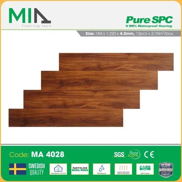 Sàn Nhựa Hèm Khóa MIA Giả Vân Gỗ MA 4028 Dày 4.2mm – Mia