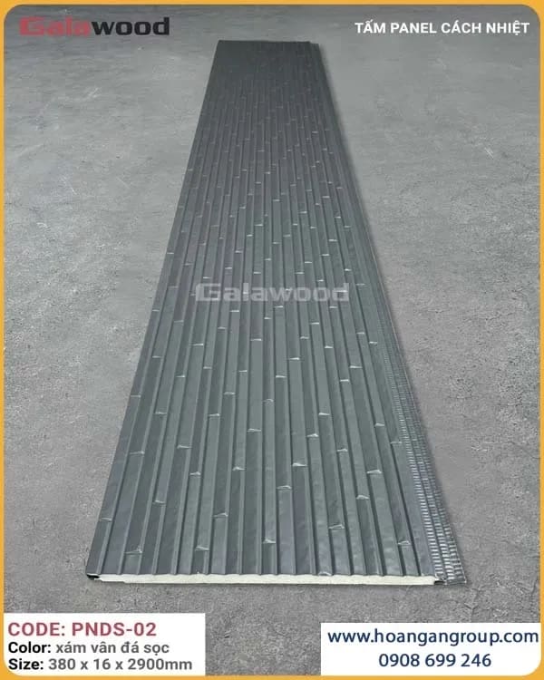 Tấm Panel Tôn Xốp Galawood 16mm Vân Đá Sọc Xám PNDS-02