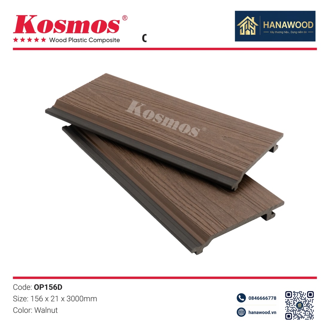 Ốp Tường 2 Da Kosmos OP156D Walnut - Hanawood Quận 1 TP.HCM