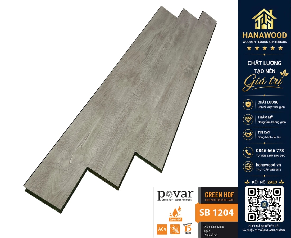 Lót Sàn Gỗ Povar SB1206 12mm cận cảnh bề mặt màu đỏ cổ điển