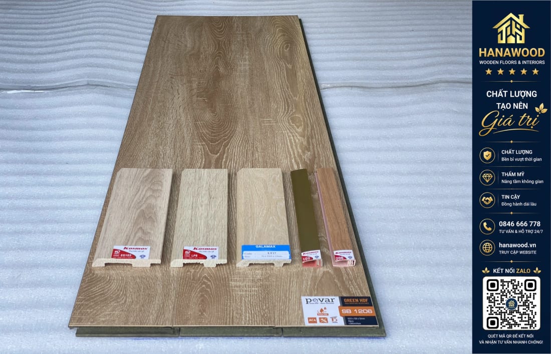 Lót Sàn Gỗ Povar SB1207 12mm giá rẻ màu hạt dẻ ấm áp