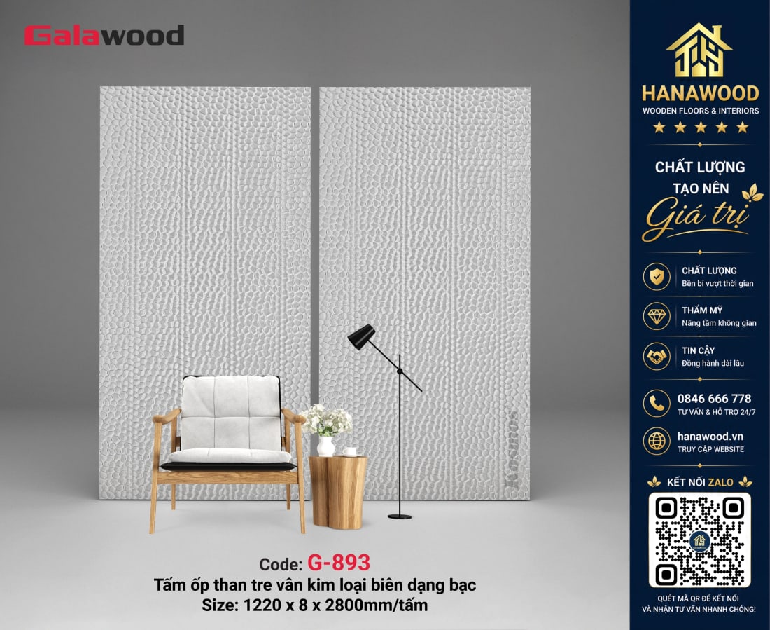 Galawood G-893 8mm Biên Dạng Lục Giác Lõm Bạc hiệu ứng 3D sâu