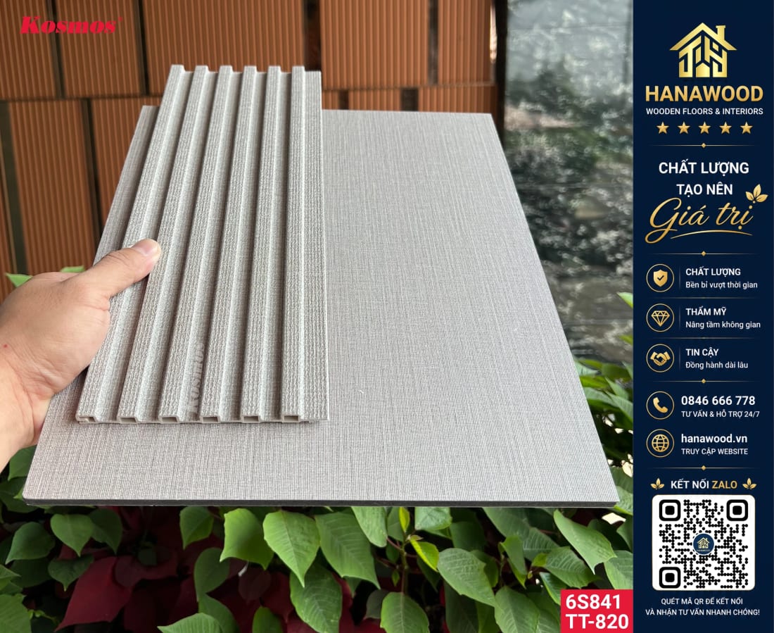Lam Sóng Sợi Than Tre Kosmos 6S841 Vân Vải Xám Ánh Kim bề mặt mịn đẹp
