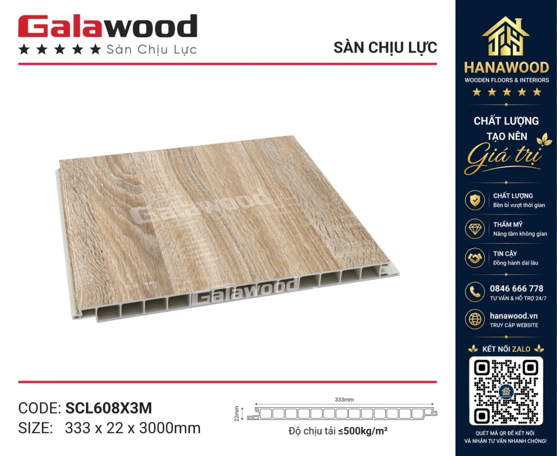 Sàn Nhựa Chịu Lực Galawood SCL608X3M làm gác lửng chống trơn trượt hiệu quả