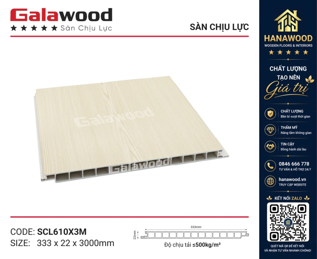 Tấm Sàn Nhựa Chịu Lực Giả Vân Gỗ Galawood SCL610X3M siêu nhẹ chịu lực cực tốt